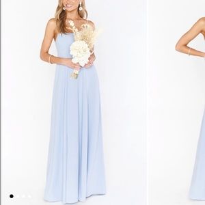 Show Me Your Mumu Madrid Gown Steel Blue Stretch. Size Small. Never worn.